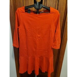 NWOT MAISON JULES $80 Womens Red Square Neck 3/4 Sleeve Drop Waist Dress Large